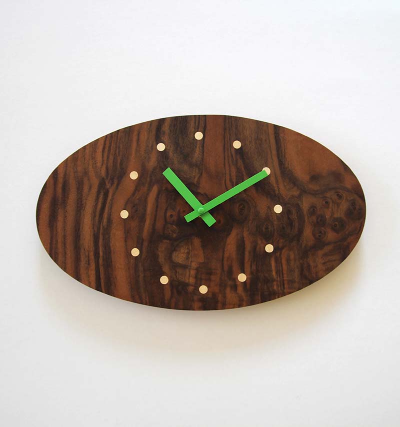 Horloge Murale Design - Noyer Ramageux Français