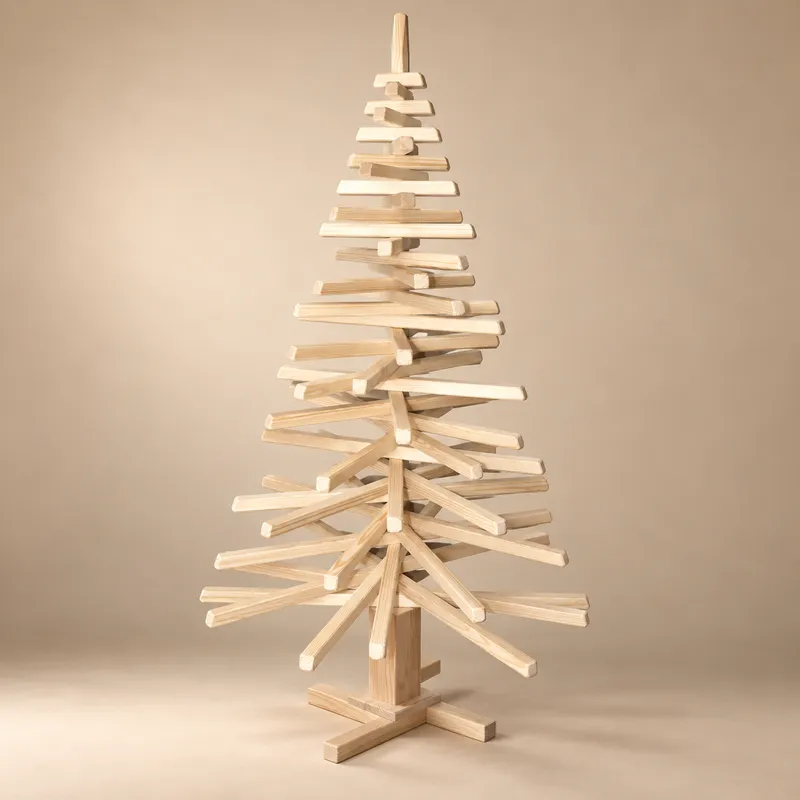 Sapin de Noël en bois artisanal de 2 m en bois brut