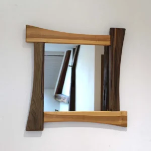 Miroir en Merisier et en Noyer de 60 x 60cm