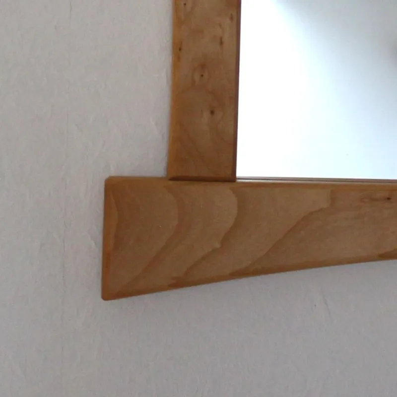 Miroir carré en merisier de 40cm – Image 3