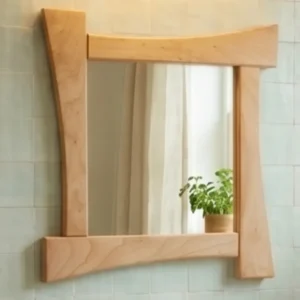 Miroir carré en merisier de 40cm