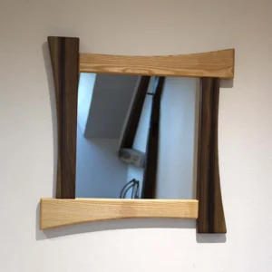 Miroir en frêne et noyer de 60 cm