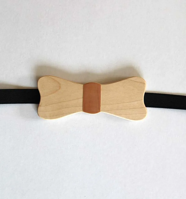 Nœud papillon en bois d'érable pour mariage