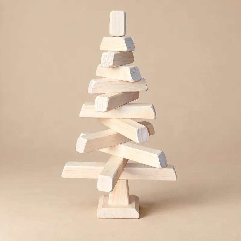Sapin de Noël en bois naturel de 40 cm
