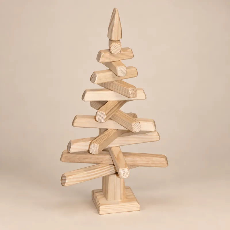 Sapin de Noël en bois naturel de 50 cm