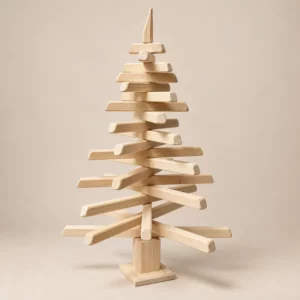 Sapin de Noël en bois naturel de 70 cm