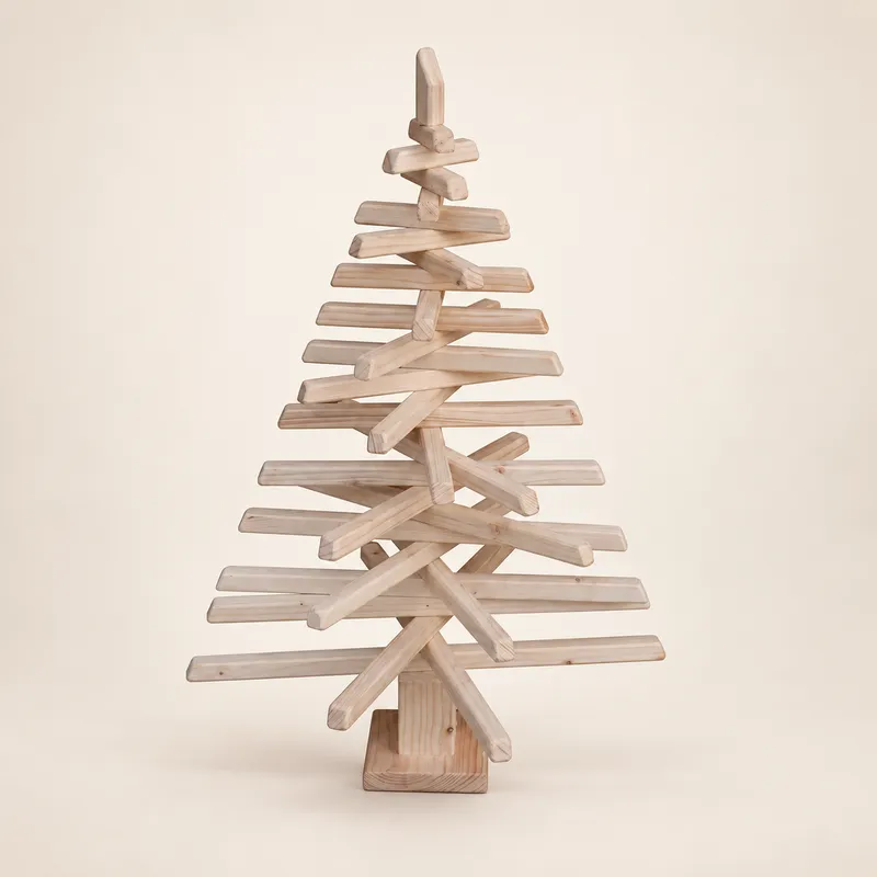 Sapin de Noël en bois naturel de 92 cm
